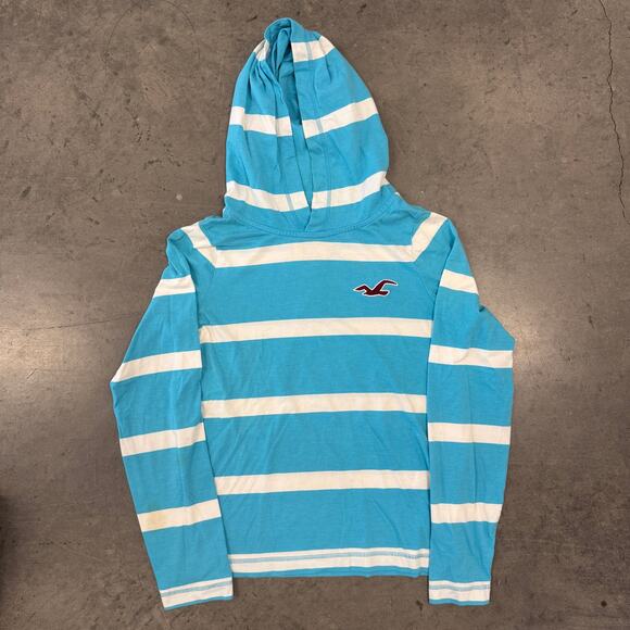 Vintage Y2K Hollister Striped Men's Longsleeve Hoodie Shirt Medium - Picture 1 of 5